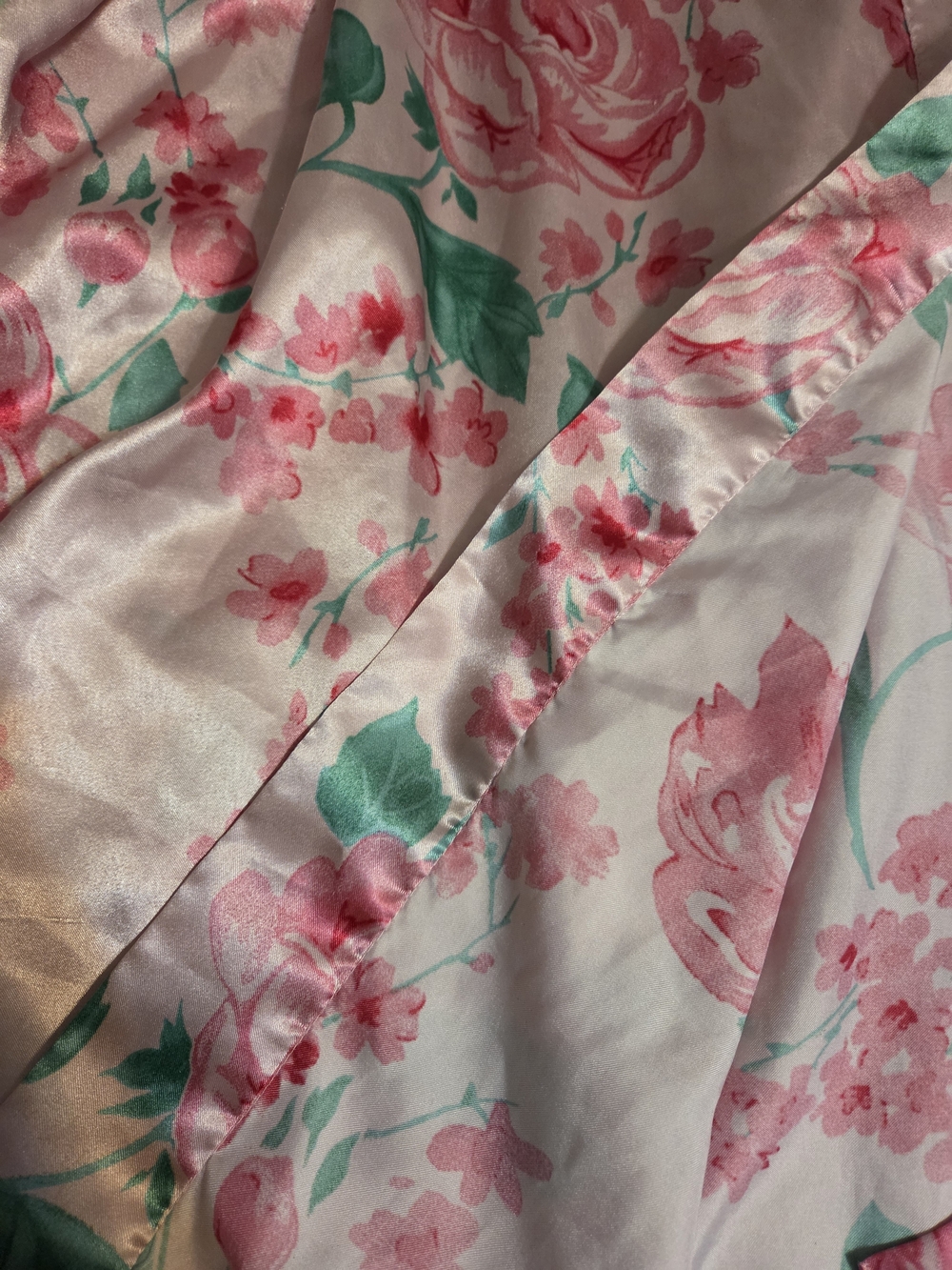 Pink Floral Satin Robe with Belt - Women’s Intimates & Sleepwear - Picture 6 of 13